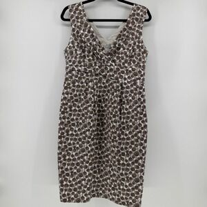 Boden Womens Polka Dot V-Neck Sleeveless Sheath Dress Brown Grey Size 10R